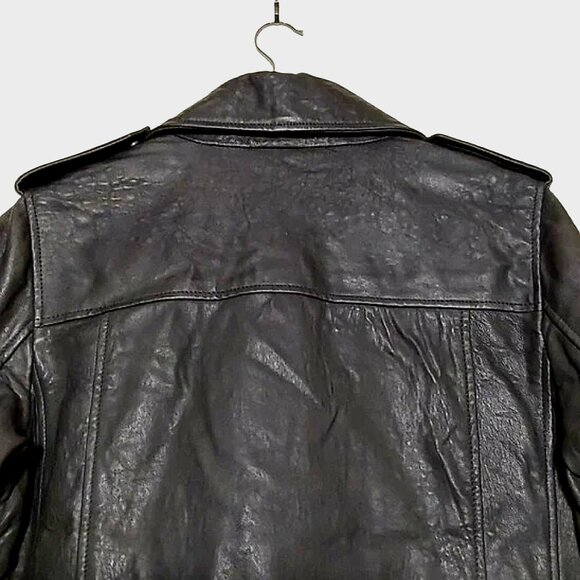 NWT 7 For All Mankind Asymmetrical Black Leather Moto Biker Jacket Edgy/Rocker L - Picture 7 of 11